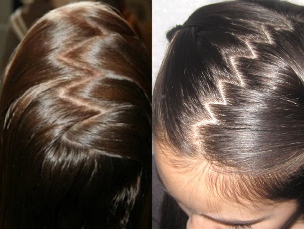 Bun With Zig-Zag Part and Two Strand Bangs
