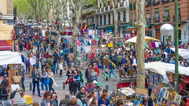 El Rastro Flea Market In Madrid